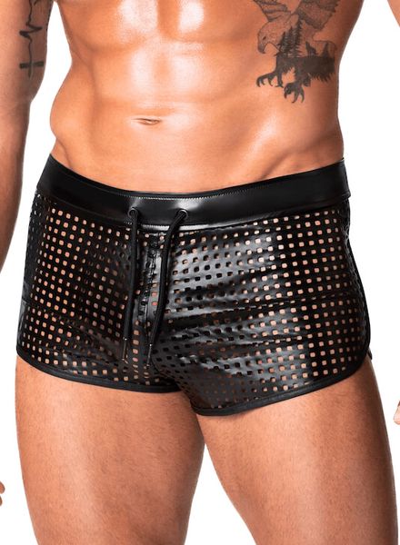 Noir Handmade H079 Mayhem Shorts Geperforeerd Wetlook front