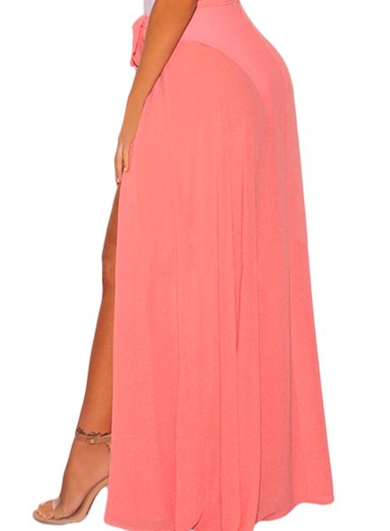 doorzichtige lange roze rok