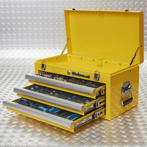 Caisse à outils avec 3 tiroirs - 3 tiroirs remplis – jaune
