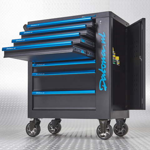 Chariot à outils « Black-Line » avec 7 tiroirs et armoire de rangement