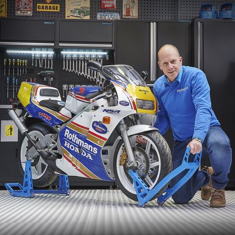 Béquille d'atelier MotoGP roue avant - Bleue Yamaha