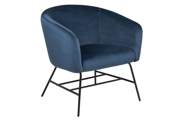 vezel Ja vanavond Canvas Studios fauteuil Endrup in blauwe velours stof