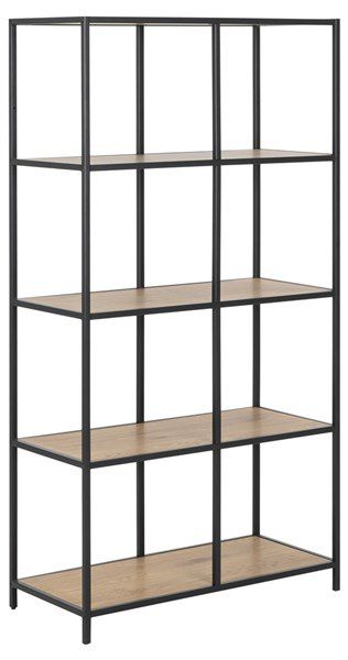 sabro-boekenkast-5-planken-wild-eiken-zwart-frame-1