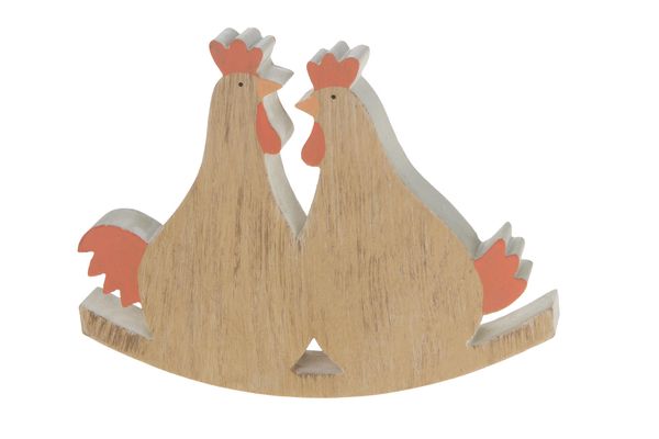 Houten Kip Koppel 11x1.8x13cm Multi