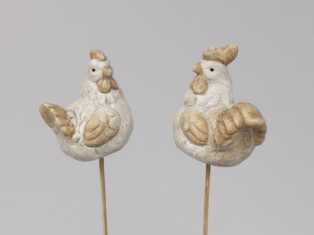 Doos Terracotta Kippen Op Stok 7 cm - 12 Stuks