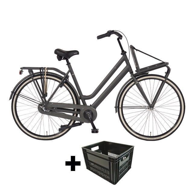 BSP Metropolis Dames 3 Versnellingen 28 inch Grey Mat met krat