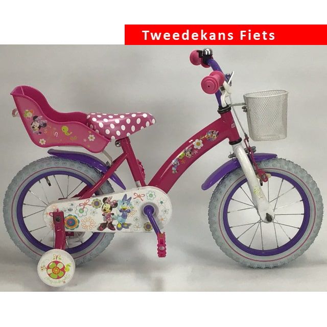 Disney Minnie Bow Tique Kinderfiets Meisjes 14 inch Roze Wit Tweede Kans