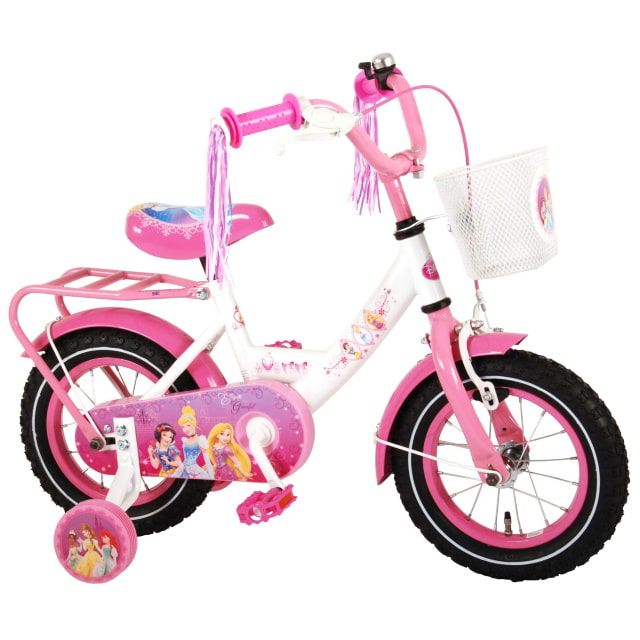 Disney Princess Kinderfiets Meisjes 12 inch Roze Wit