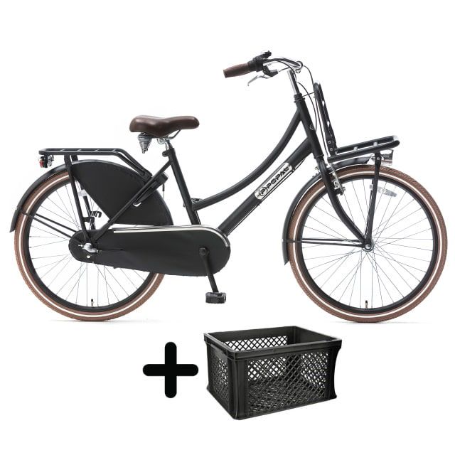 Popal Daily Dutch 3 Versnellingen 24 inch Mat Zwart met krat