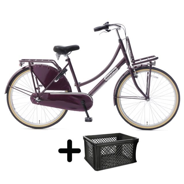 Popal Daily Dutch 3 Versnellingen 26 inch Paars met krat