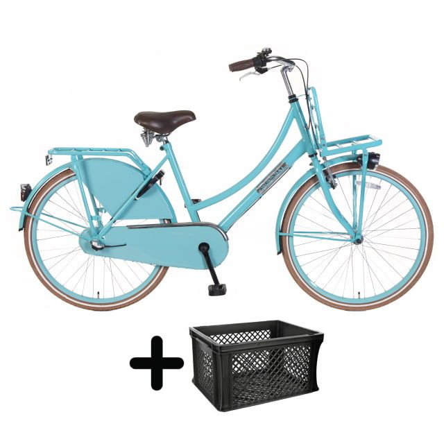 Popal Daily Dutch 3 Versnellingen 26 inch Turquoise met krat