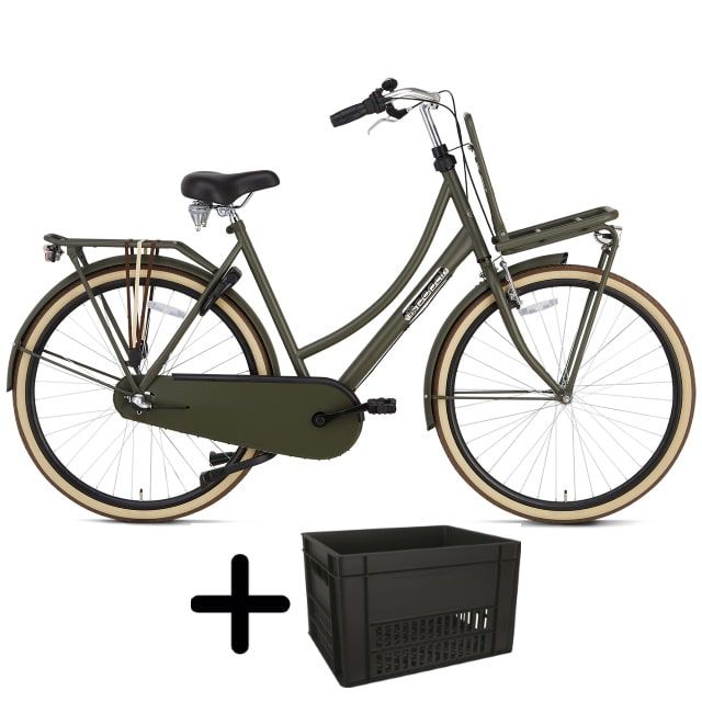 Popal Daily Dutch 3 Versnellingen 28 inch Army Green met krat