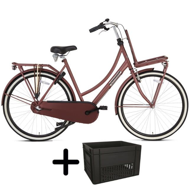 Popal Daily Dutch 3 Versnellingen 28 inch Oak Red met krat