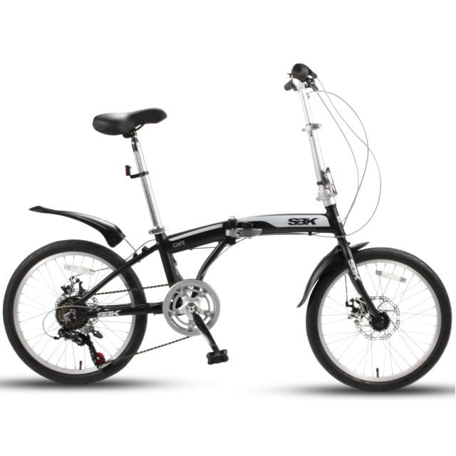 SBK Bike Vouwfiets 20 inch 6 Versnellingen Schijfremmen Mat Zwart