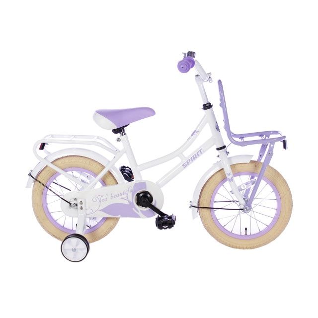 Spirit Omafiets 14 inch Wit Paars