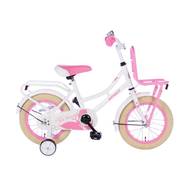 Spirit Omafiets 14 inch Wit Roze