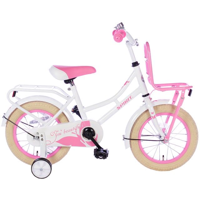 Spirit Omafiets 14 inch Wit Roze