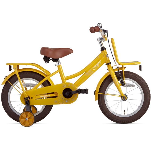 Supersuper Cooper Bamboo 14 inch Geel Meisjesfiets