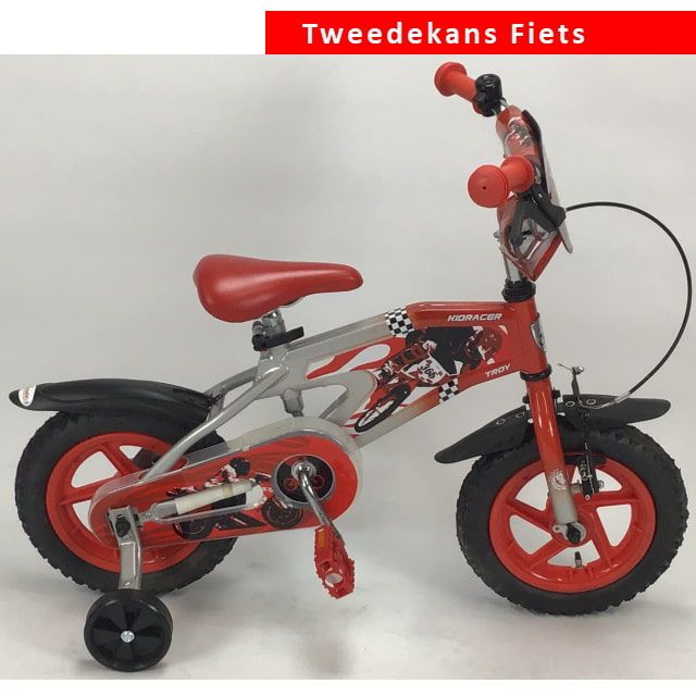 Troy Kids Racer Jongensfiets 12 inch Silver Red Tweede Kans