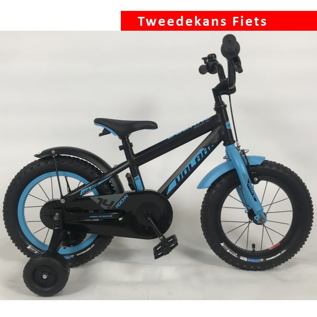 Volare Rocky Kinderfiets Jongens 14 inch Zwart Blauw Tweede Kans