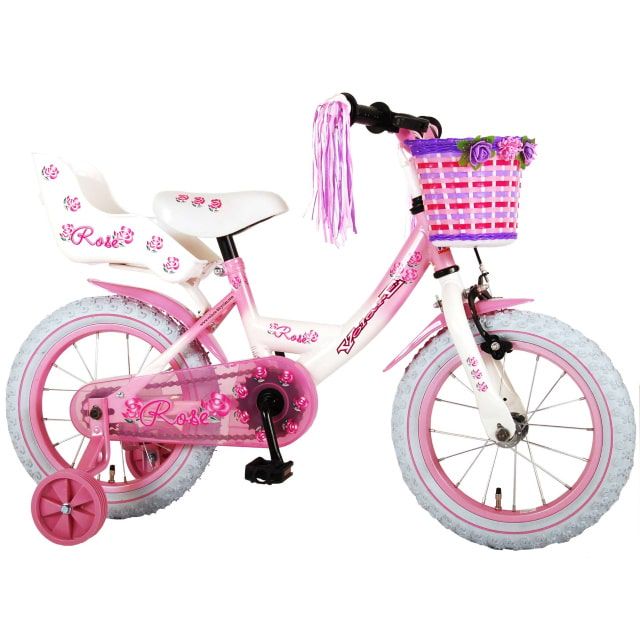 Volare Rose Kinderfiets Meisjes 14 inch Roze Wit