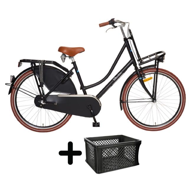 Wheelerz Daily Dutch 3 Versnellingen 26 inch Mat Zwart met krat