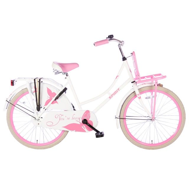 Spirit Omafiets 24 inch Wit Roze