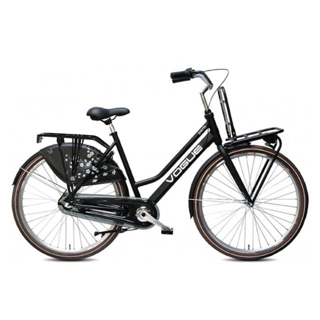 Vogue Paris 3 Versnellingen 28 inch Mat Zwart met bagagedrager