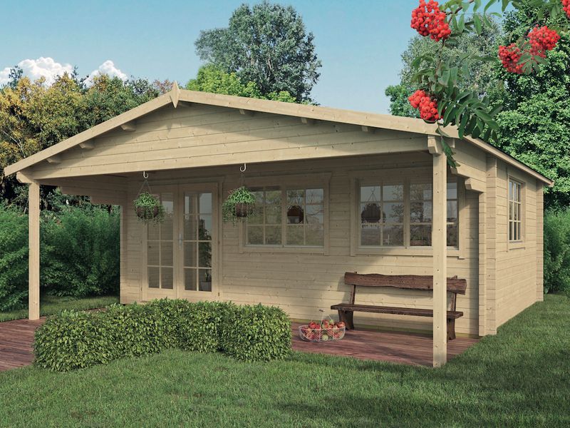 Gartenhäuser kaufen Blockhaus aus Holz Gartenhaus mit Vordach