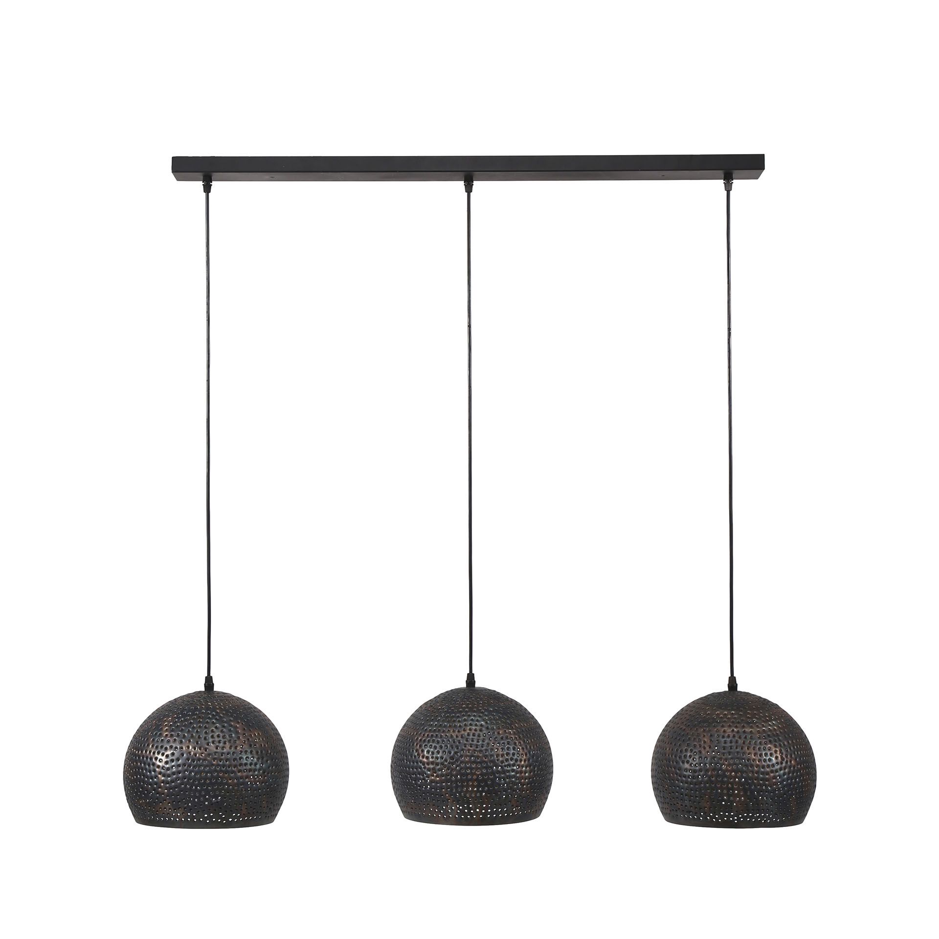 arnstein-hanglamp-3-bolle-kappen-zwart-bruin-gaatjes-geperforeerd-3