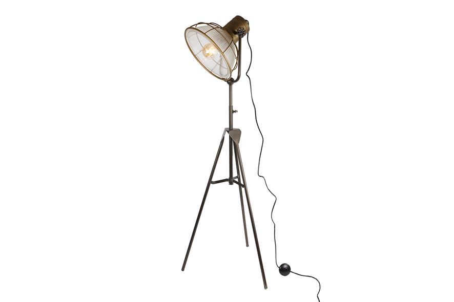 Staande lamp 'glazen'kap 52x47x129cm messing Groothandel Wiljan