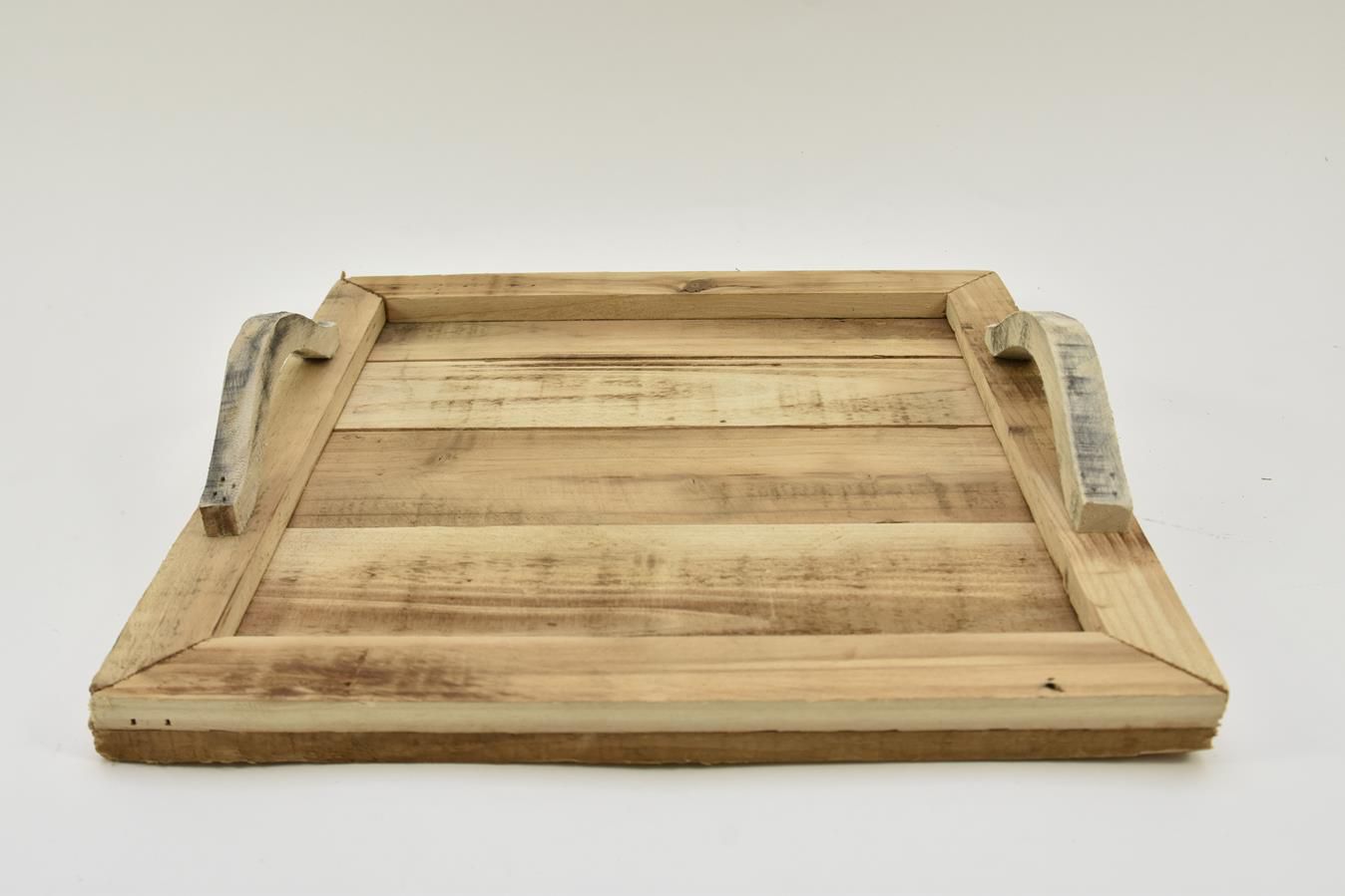 Omleiden Dezelfde Vechter Dienblad vierkant met handgrepen hout naturel 33x33x7cm - Groothandel Wiljan