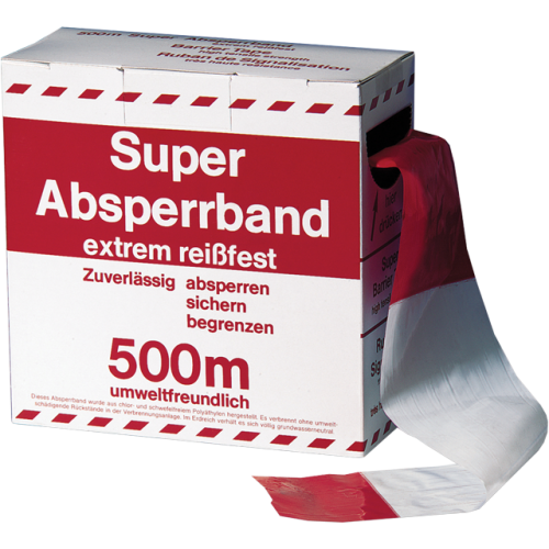 Afzetband rood/wit 75 mm 500 mtr per rol