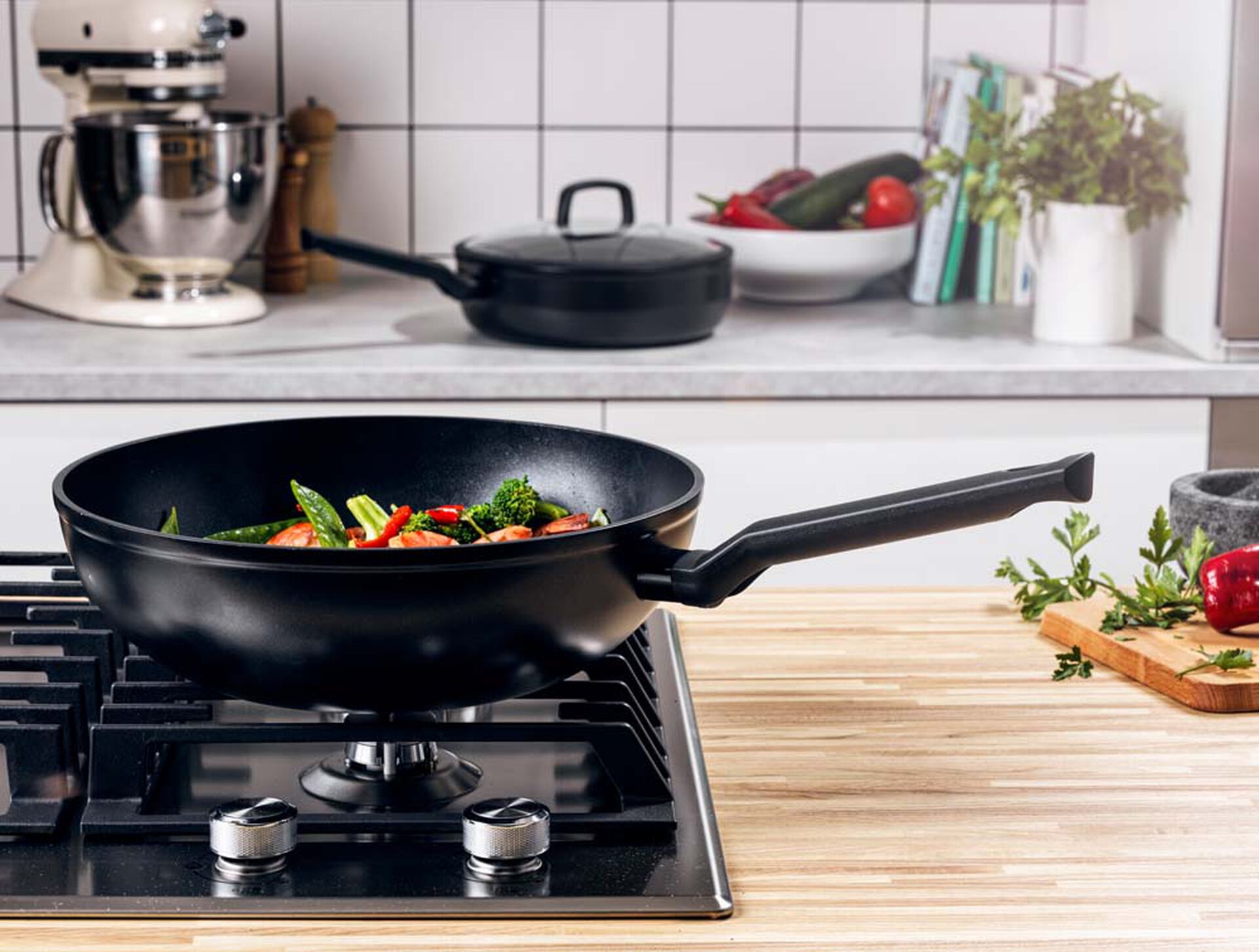 BK Padella Wok Easy Induction Alluminio - ø 30 cm / 5 litri - Rivestimento  antiaderente in ceramica