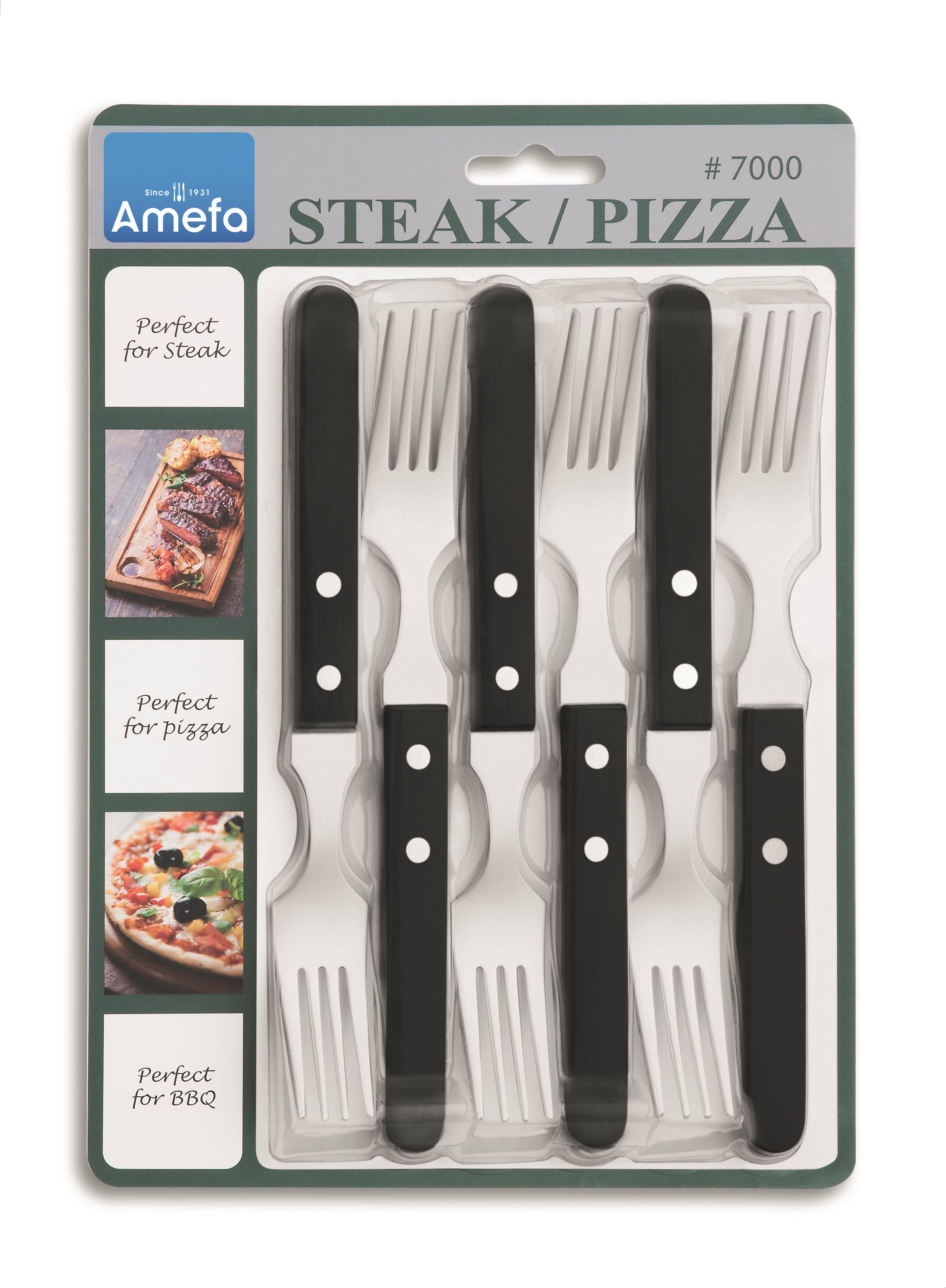6-tlg Amefa Pizzagabel- Steakgabel 18/0  poliert Steak- und Pizzabesteck 