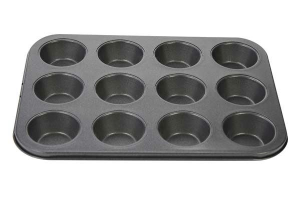 EUROXANTY Molde para magdalenas y muffins Molde con 12 cavidades Molde metálico resistente al calor 