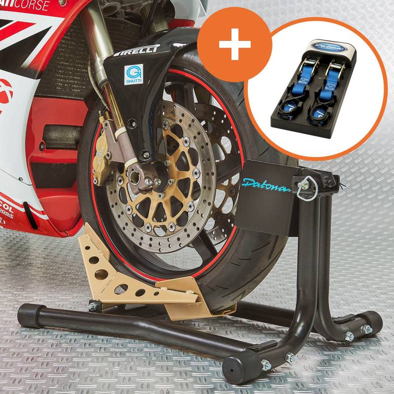  Support de levage pour moto - Support de roue avant et arrière  - Portable - Pour la plupart des motos tout-terrain - Noir