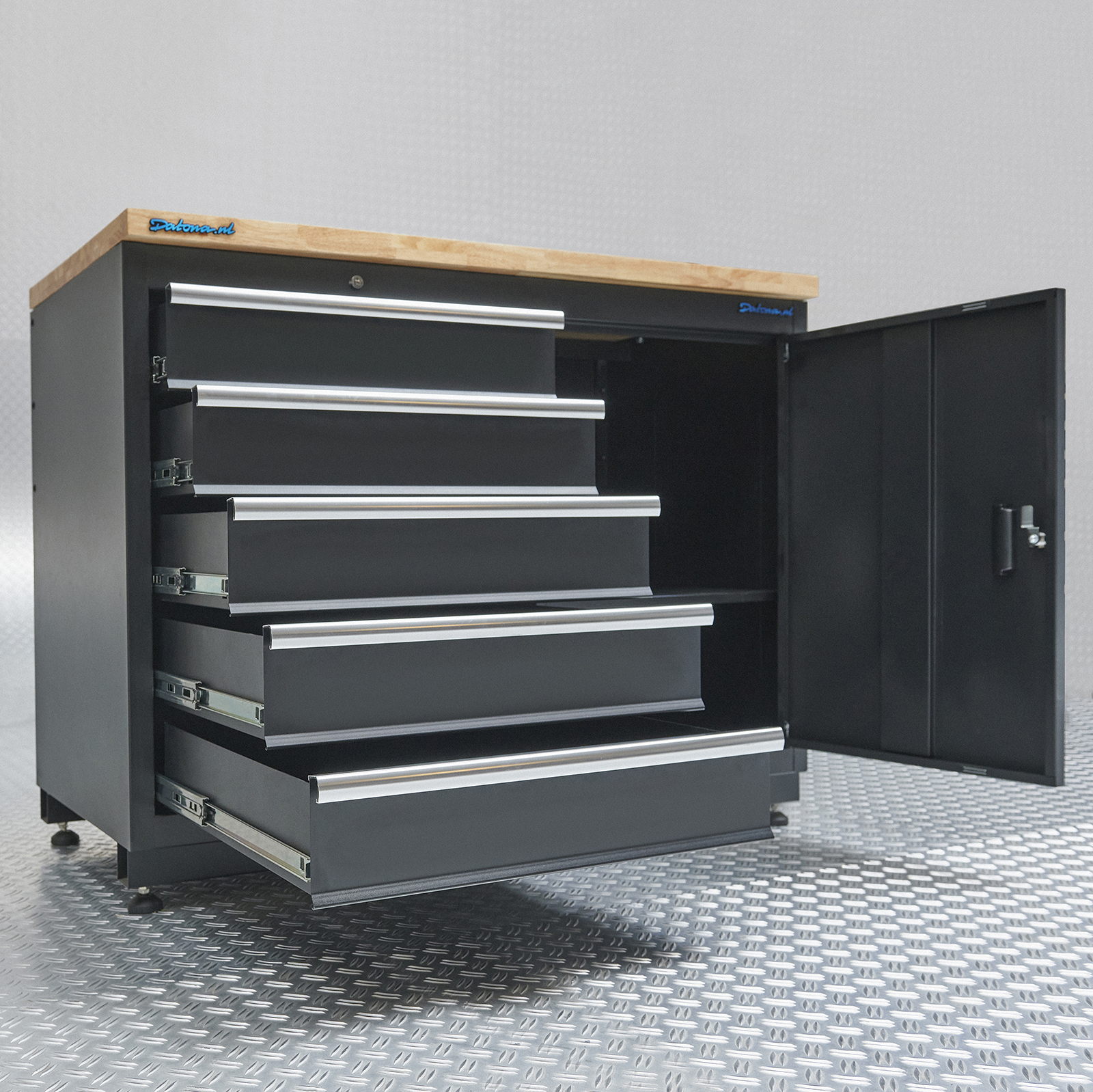 Rangement d'établi de boîte à outils d'établi de garage en acier avec  tiroirs, capacité résistante de 440kg Noir - Cdiscount Maison