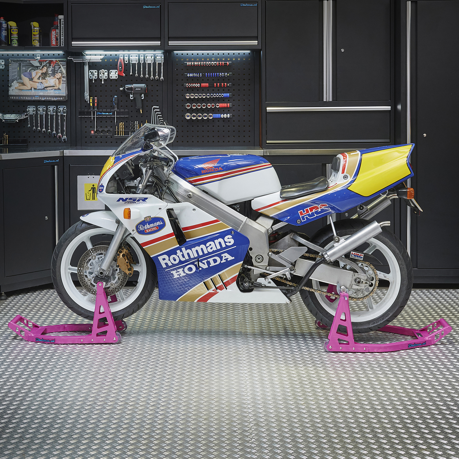 Béquille MotoGP Roue arrière alu Rouge Honda - 250kg