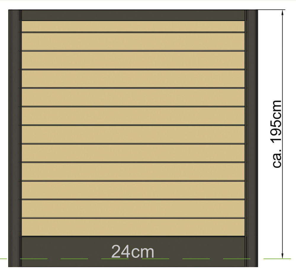 sleufpaal zaan met stapelrabat 28 mm houten blokhutprofielen