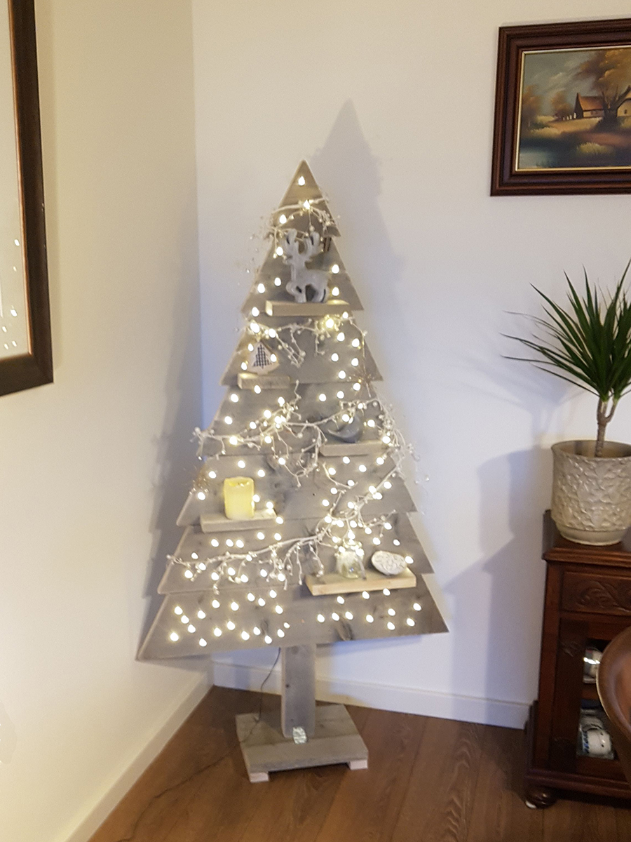 voeden Wordt erger feit Kerstboom Steigerhout Dicht Met Led Verlichting 170 cm