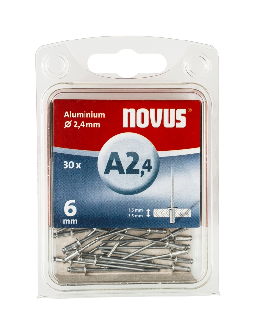 Novus popnagels A2.4 X 6 mm Alu SB - 30 stuks