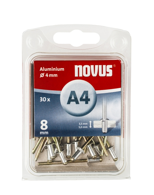 Novus popnagels A4 X 8 mm Alu SB - 30 stuks