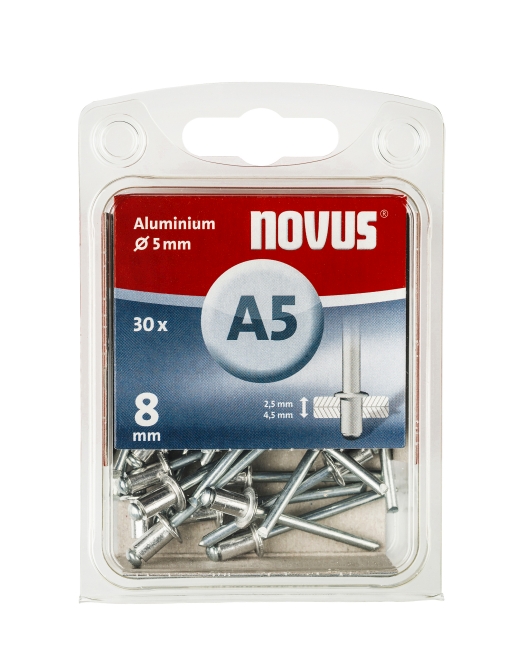 Novus popnagels A5 X 8 mm Alu SB - 30 stuks