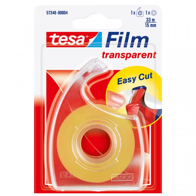 Tesa Film Plakband + Easy Cut Dispenser 15 mm 33 Meter