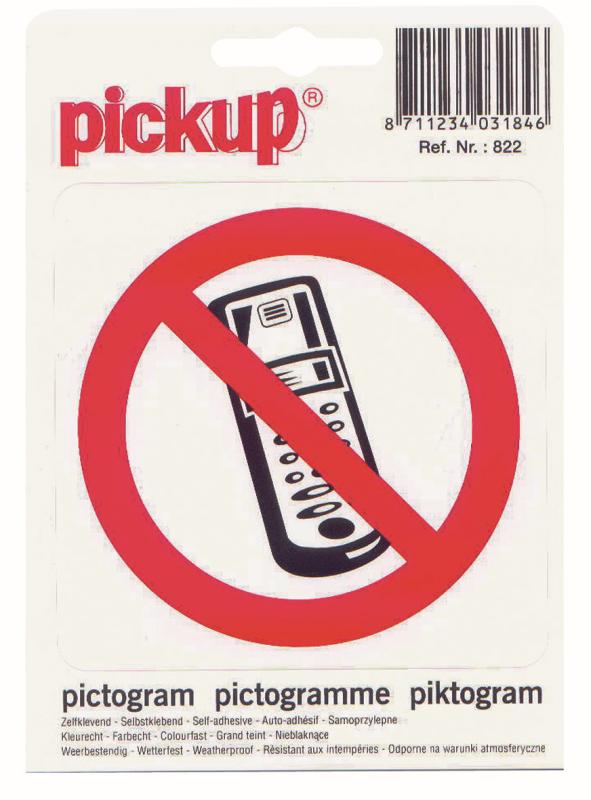 Pickup Pictogram Sticker Verbod Mobiele Telefoon 100 x 100 mm