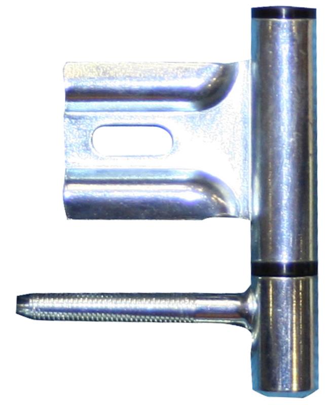 Inboorpaumelle / Ø 14 mm / grijze nylon ring / voor houten deuren en metalen montagekozijnen / staal satijn verchroomd