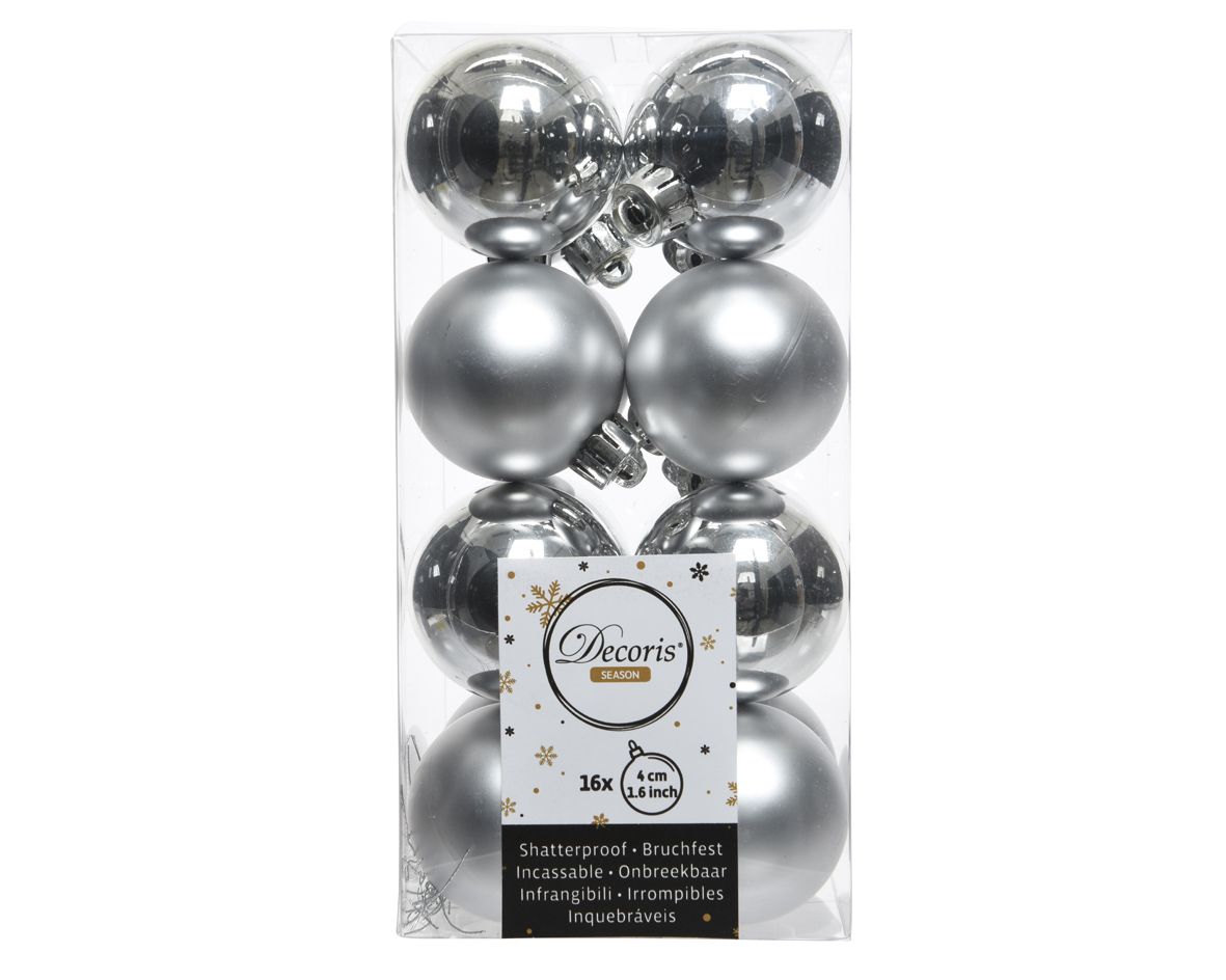 Decoris Kerstballen Zilver Mat en Glanzend 4cm 16 Stuk Kopen