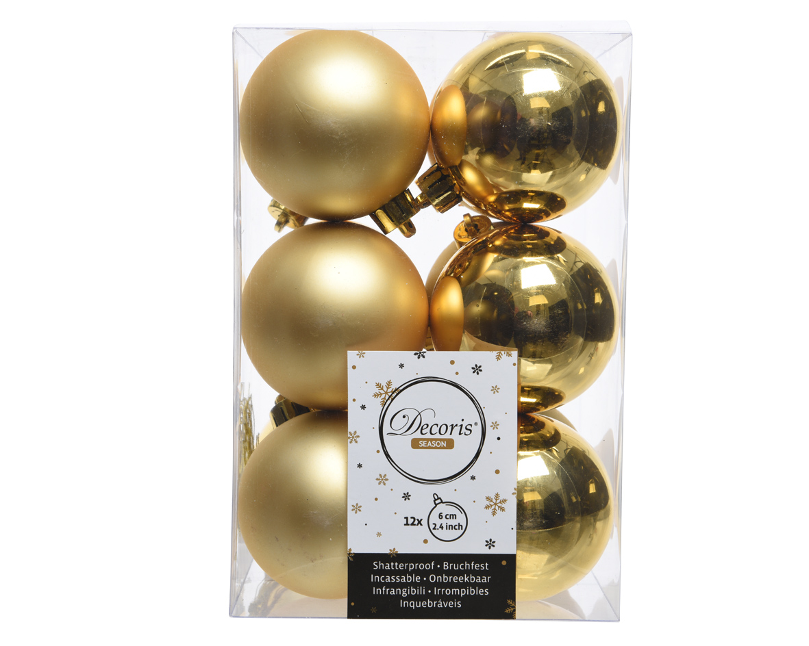 Decoris Kerstballen Goud Mat en Glanzend 6cm 12 Stuks Kopen