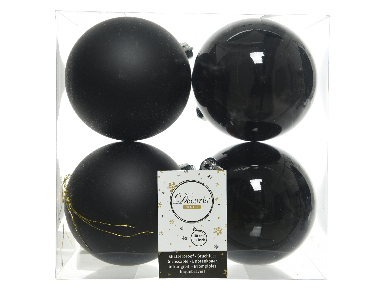 Decoris Kerstballen Zwart Mat en Glanzend 6cm 12 Stuks Kopen